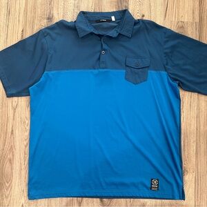 18 Greens Mens Size XXL 2-Tone Blue Polo Shirt With Small Front Pocket EUC